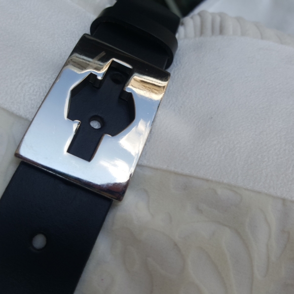 HARLEY-DAVIDSON ♡ Sweet Vintage Chrome Bar \'n Shield Buckle Black Leather Belt S main image 4